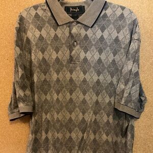 Pringle Black and Cream Striped Polo Shirt